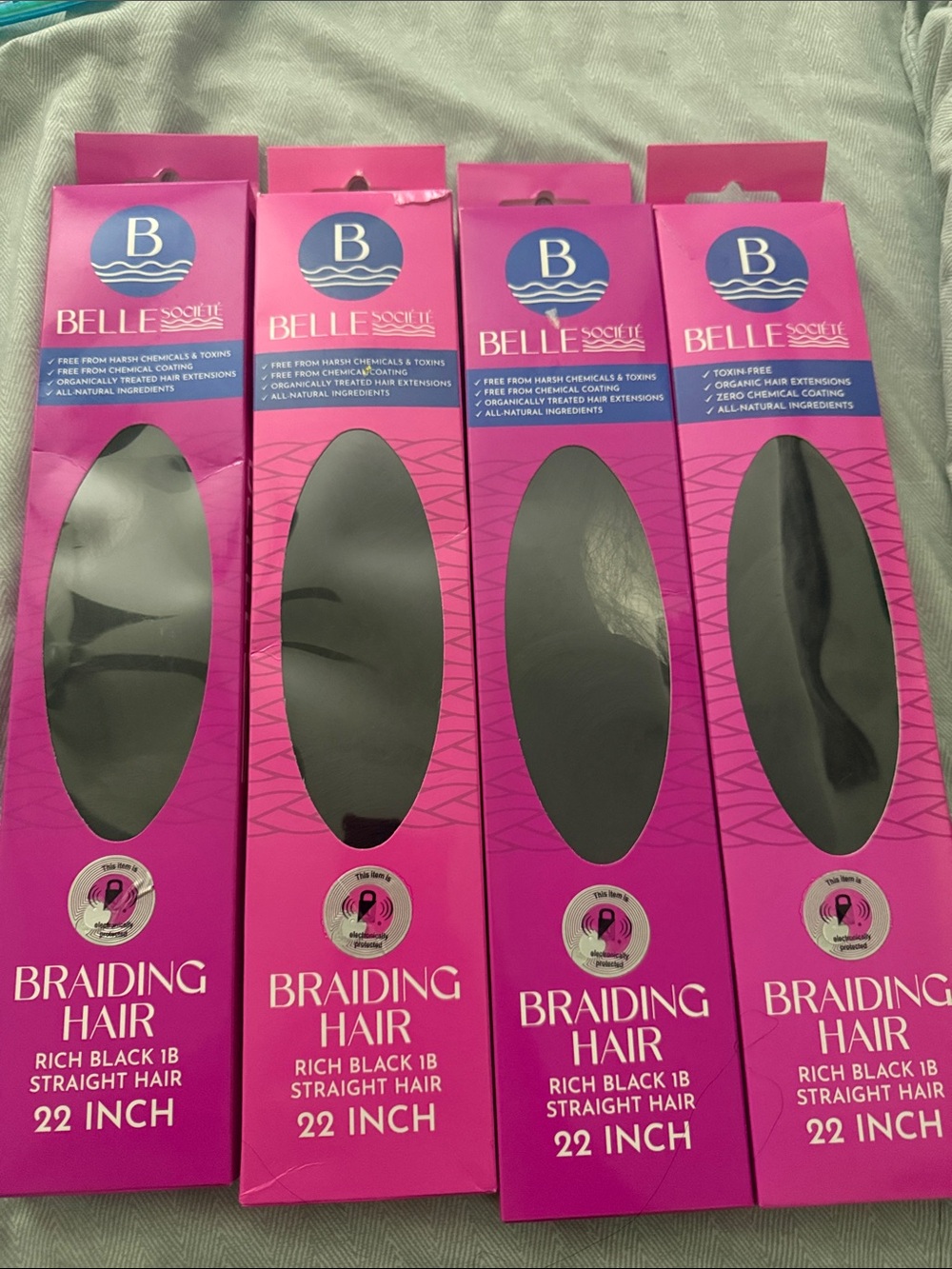 22" Rich Black (1B) Straight Braiding Hair